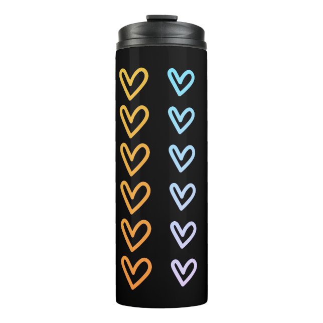 Garrafa Térmica Corações em preto 18 oz Tumbler (Frente)