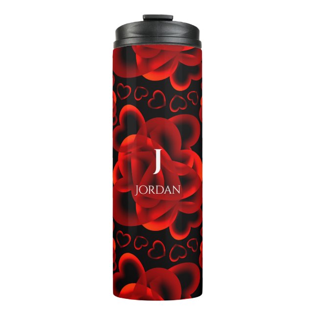 Garrafa Térmica Corações Inteiro Padrão Vermelho (Frente)