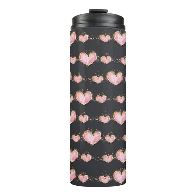 Garrafa Térmica Corações Rosa (Frente)