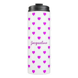 Garrafa Térmica Corações Rosa em BRANCO Mínimo