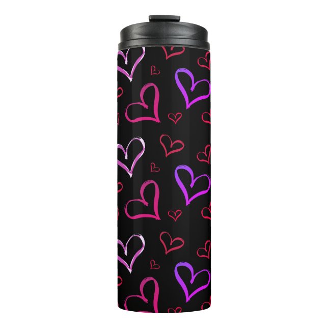 Garrafa Térmica Corações Vermelho E Roxo (Frente)