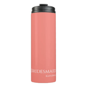 Garrafa Térmica Coral rosa e ponte branca-