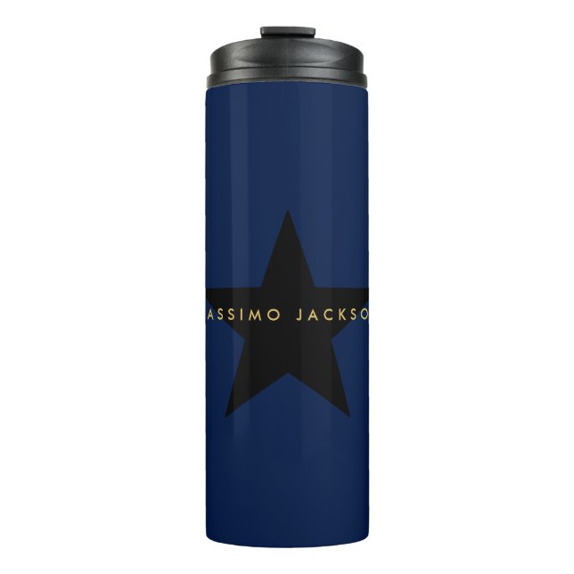 Garrafa Térmica Cores Azul Ouro Preto Estrela Profissional Tendênc (Frente)