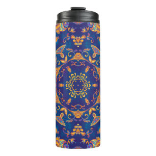 Garrafa Térmica Cores d'água coloridas caleidoscópio mandala. Or