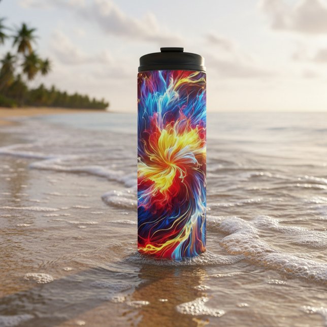 Garrafa Térmica Cores do Brilho de Relâmpago Elétrico (Criador carregado)