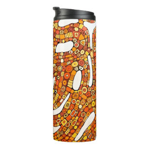 Garrafa Térmica Cores dos Anos 70 Vermelho Laranja Amarelo Design 