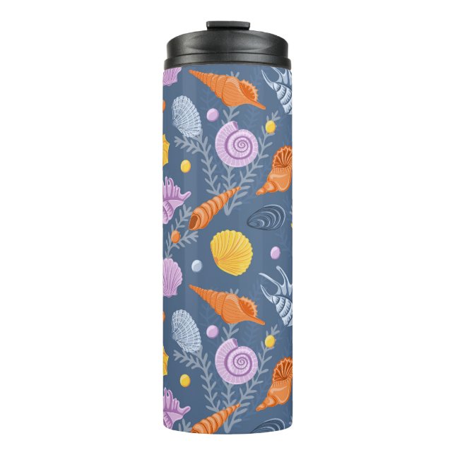 Garrafa Térmica Cores e algas em azul (Frente)