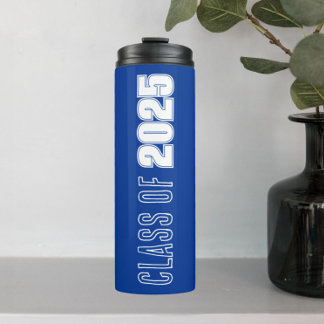 Garrafa Térmica Cores Escolares Azul Real e Branco Ano de Turma
