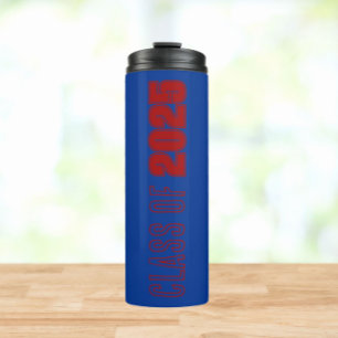 Garrafa Térmica Cores Escolares Azul Real e Vermelho Ano de Turma