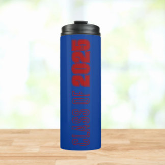 Garrafa Térmica Cores Escolares Azul Real e Vermelho Ano de Turma