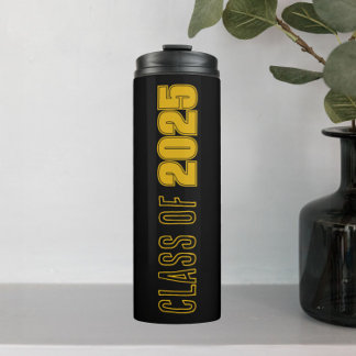 Garrafa Térmica Cores Escolares Preto e Dourado Ano de Graduação
