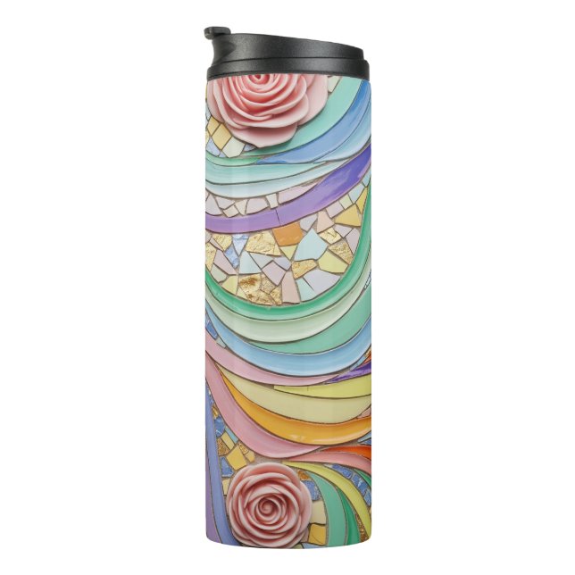Garrafa Térmica Cores florais em mosaico (Rotação à direita)