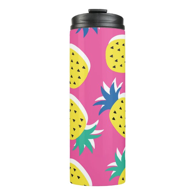 Garrafa Térmica Cores Loucas De Abacaxi: Pop-Arte Infantil. (Frente)