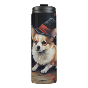 Garrafa Térmica Corgi Abóboras Halloween Assustador