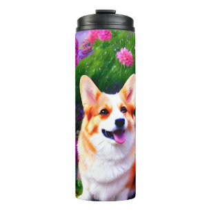 Garrafa Térmica Corgi e Flores