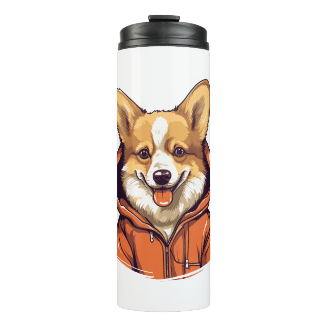Garrafa Térmica Corgi Engraçado Vestindo Moletom (Frente)