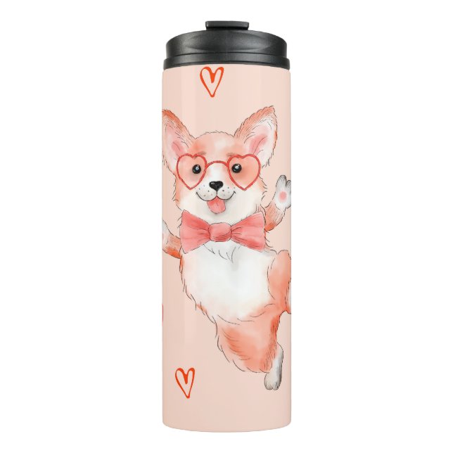 Garrafa Térmica Corgi Love Dancing Corgi with Hearts (Frente)