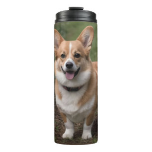 Garrafa Térmica Corgi Nas Rosas Rosa,