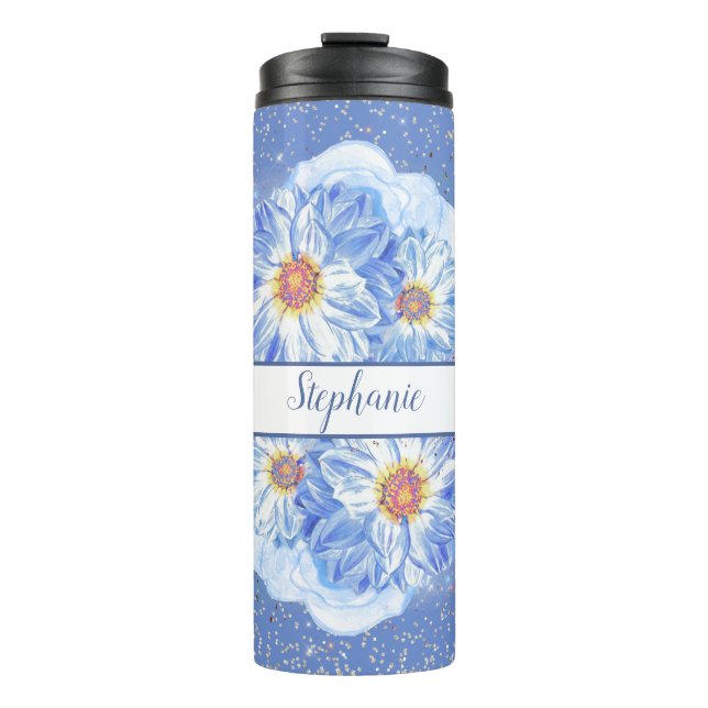 Garrafa Térmica Cornflower Blue Floral Personalizado (Frente)