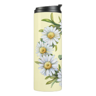 Garrafa Térmica Coroa de Margarida em Aquarela Personalizada com N