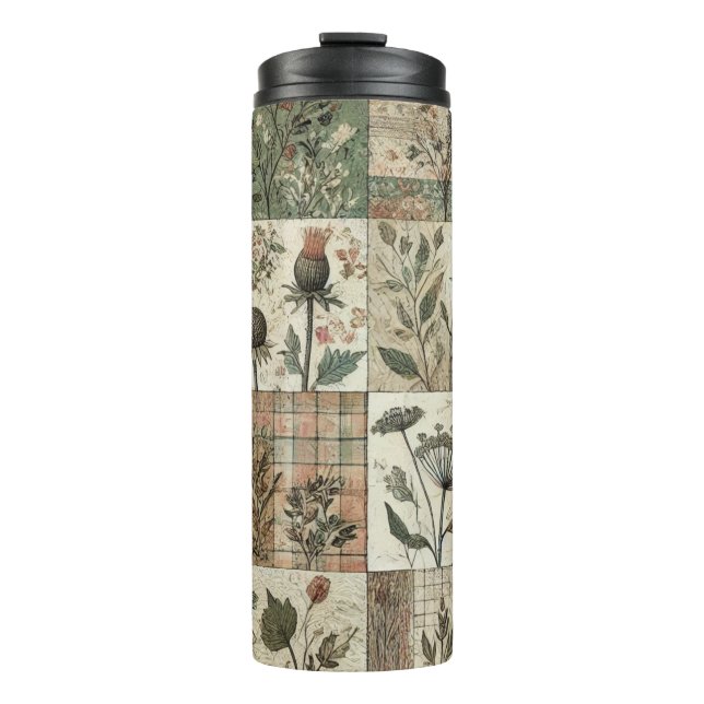 Garrafa Térmica Corpo Rosa Verde Inclina Retro-Boho Russo (Frente)