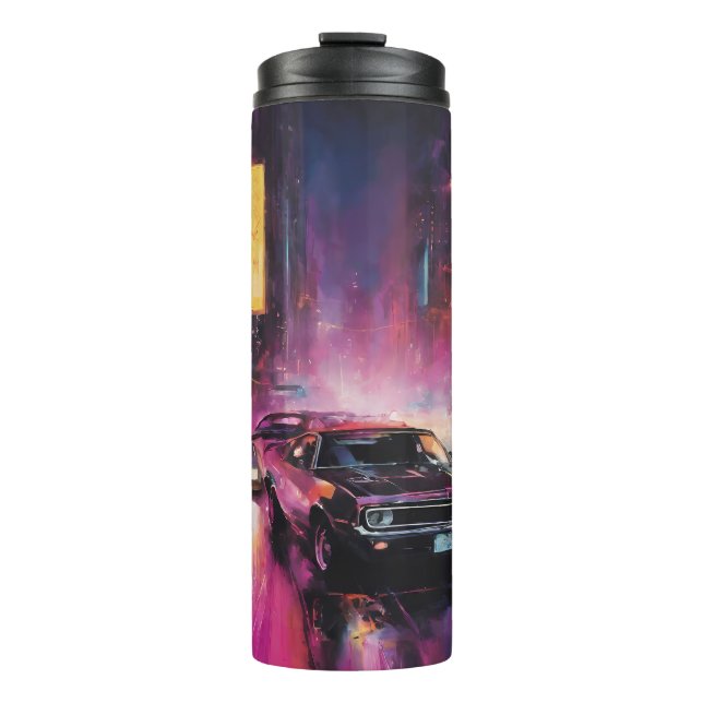Garrafa Térmica Corrida noturna em Vibrant City (Frente)