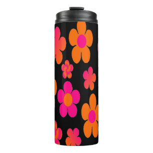 Garrafa Térmica Cortina de chá floral rosa quente e laranja