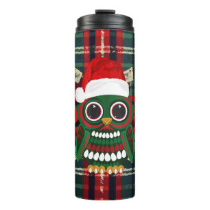 Garrafa Térmica Coruja Festiva de Natal Xadrez Capa Confortável Be