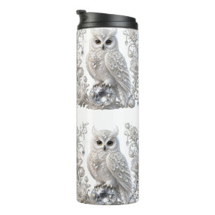 Garrafa Térmica Coruja Pérola Cristal Branco
