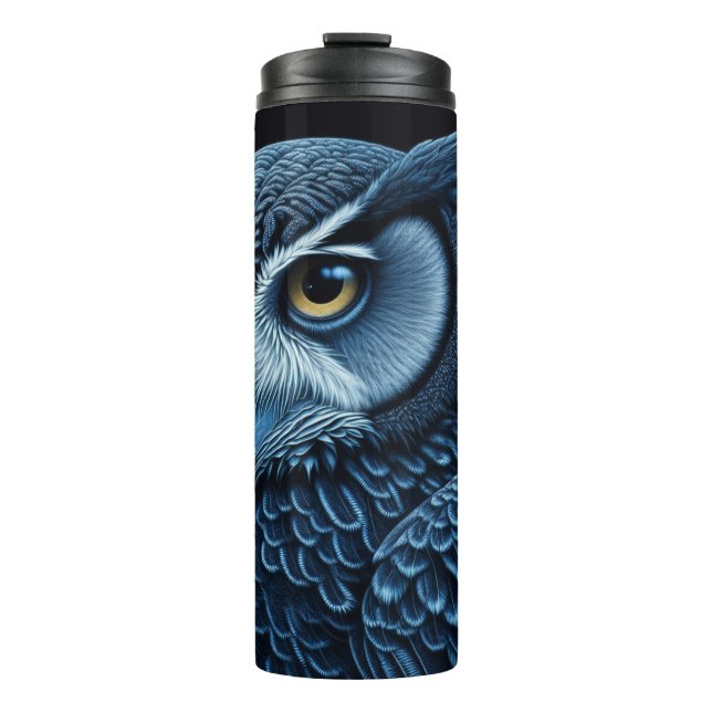 Garrafa Térmica Coruja Séria Azul e Preta (Frente)