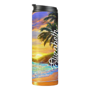 Garrafa Térmica Costela Azul Turquesa Oceano Sunset