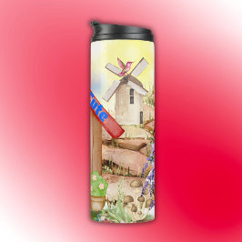 Garrafa Térmica Cottagecore Cozy e Bonito colorido em branco |