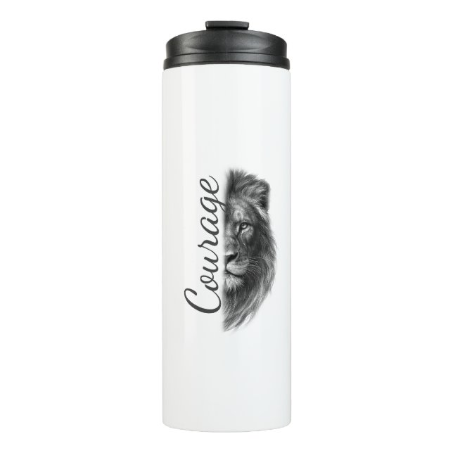 Garrafa Térmica Courage Lion Artistic Minimal Tee-Thermal Tumbler (Frente)