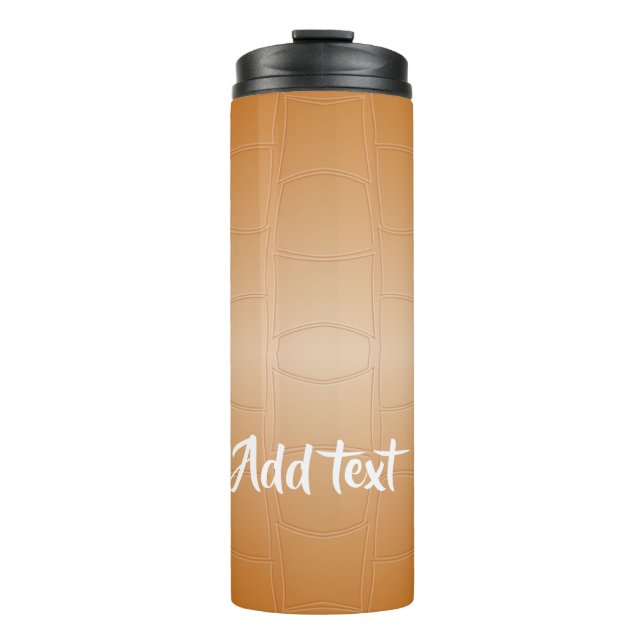 Garrafa Térmica Couro castanho monograma texturizado (Frente)