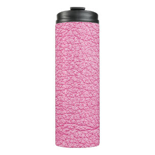 Garrafa Térmica Couro cor-de-rosa, fundo texturizado.
