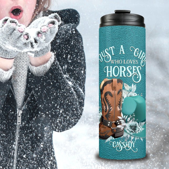 Garrafa Térmica Cowgirl cita botas de cowboy de turquesa (Cowgirl quote turquoise leather cowboy boots hat thermal tumbler)