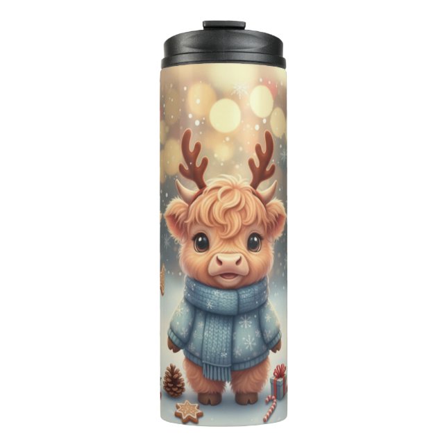 Garrafa Térmica Cozy Christmas Highland Cows Tumbler (Frente)