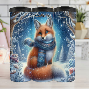 Garrafa Térmica Cozy Fox em uma Floresta Neve