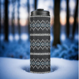 Garrafa Térmica Cozy Knitted Pattern Black and Gray
