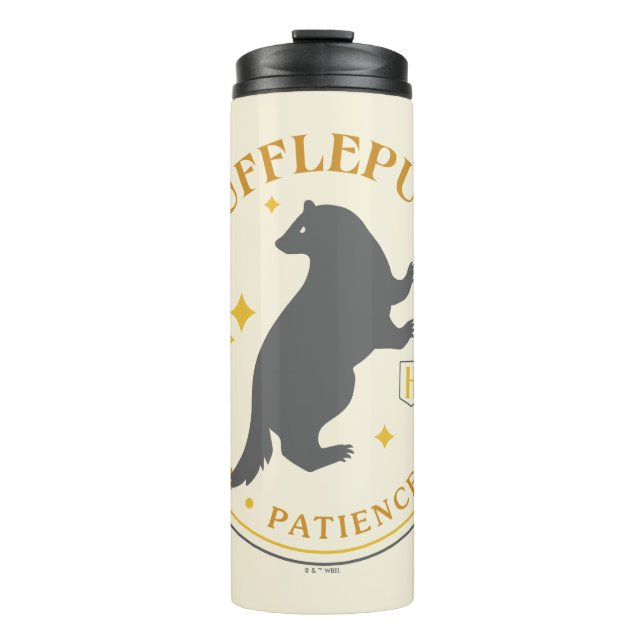 Garrafa Térmica Crachá de Orgulho da Casa dos Badgers HUFFLEPUFF™ (Frente)