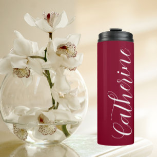 Garrafa Térmica Cranberry Red Stylizding Bridesmaid Name