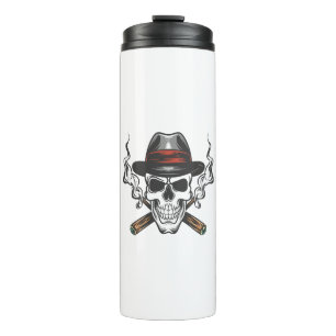 Garrafa Térmica Crânio de gângster com chapéu fedora