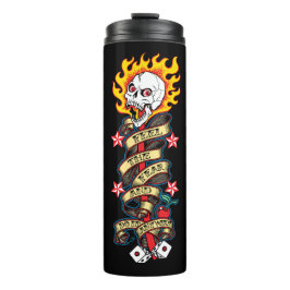 Garrafa Térmica Crânio flamejante sente o medo