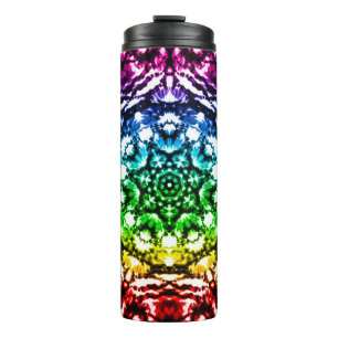 Garrafa Térmica Cravata Tie Dye Mandala Arco-íris