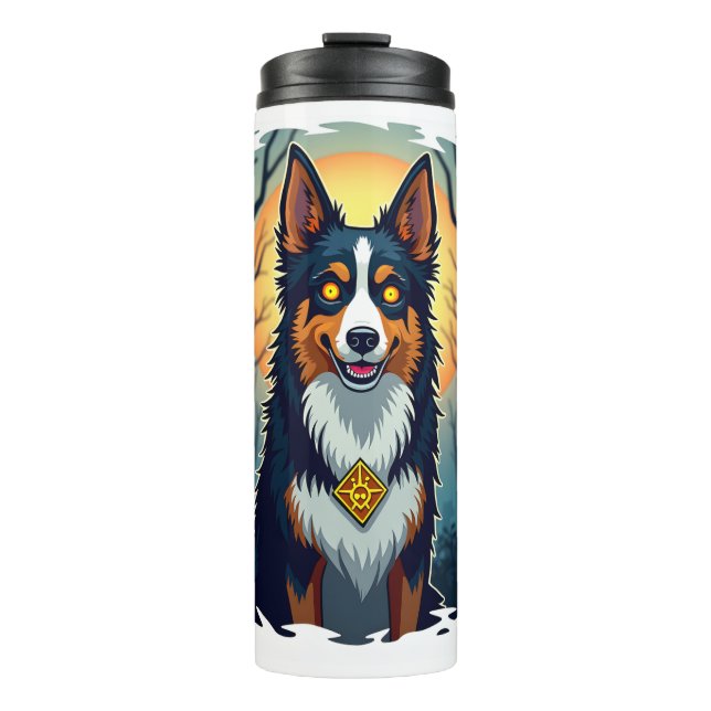 Garrafa Térmica Crawlar de Collie Amaldiçoado (Frente)