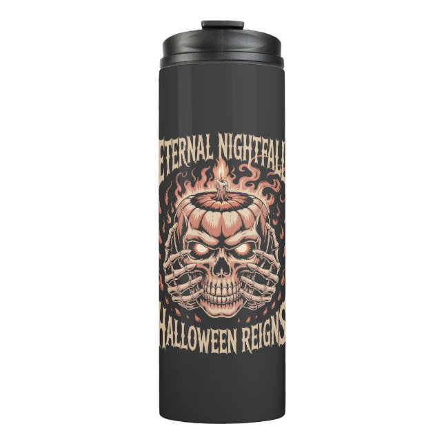 Garrafa Térmica Creepy Skeleton Hands Pumpkin Skull (Frente)