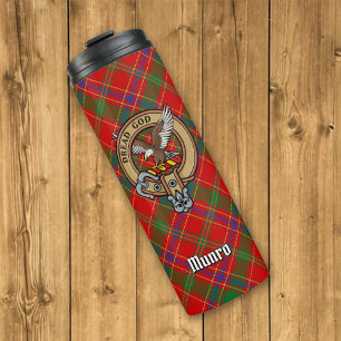 Garrafa Térmica Crest do Clã Munro sobre Tartan