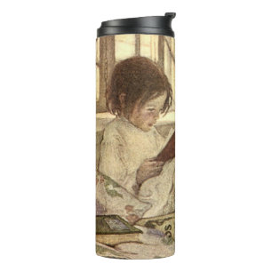 Garrafa Térmica Criança Antiga Lendo um Livro, Jessie Willcox Smit