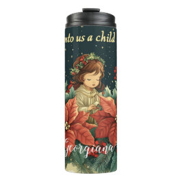 Garrafa Térmica Criança e Verso da Natividade Bíblica Personalizad