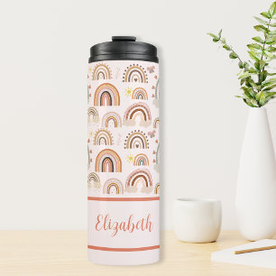 Garrafa Térmica Crianças Personalizadas do Arco-Íris Boho